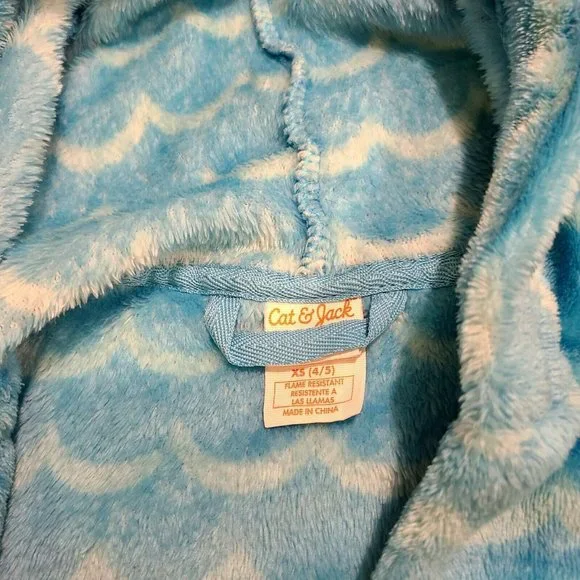 Cat & Jack Blue Owl Bath Bedtime Pajama Robe! XS 4/5 (No Belt) - Picture 3 of 9